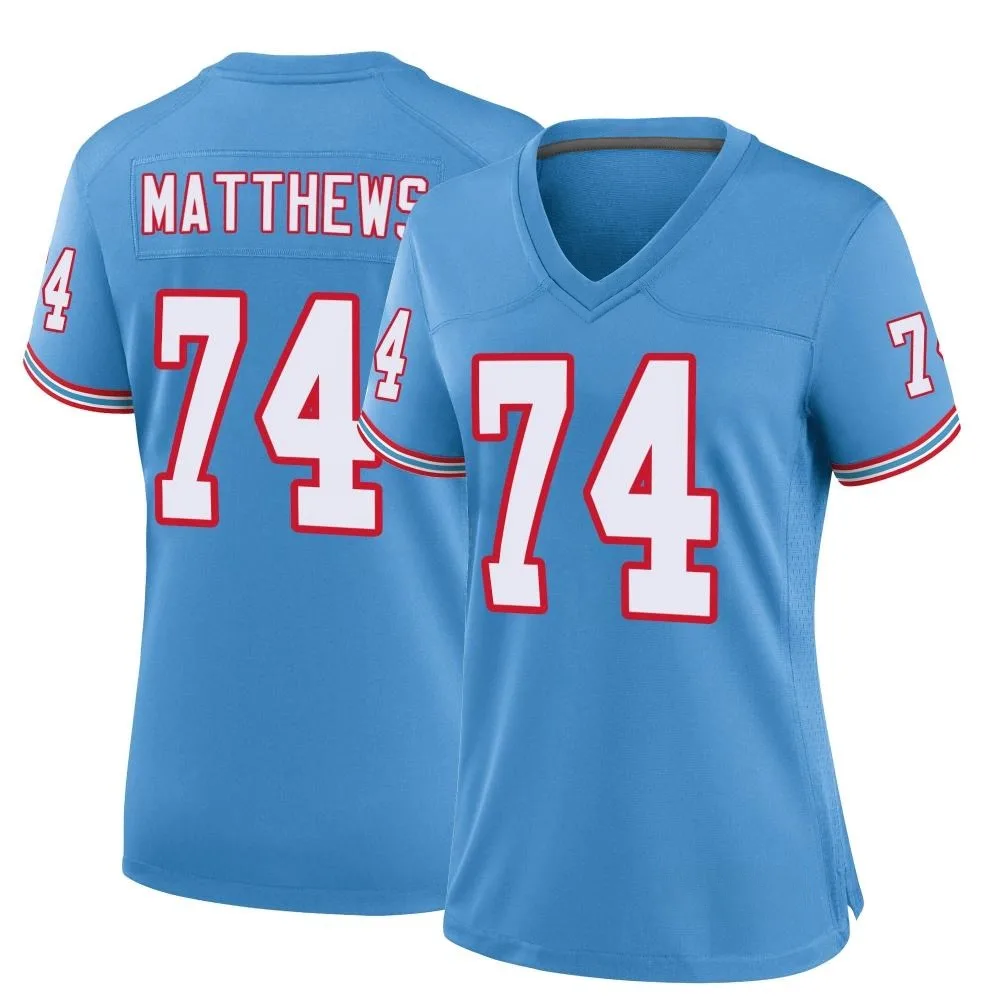 Women's Tennessee Titans Bruce Matthews Nike Oilers Throwback Alternate Game Light Blue Jersey Women's Tennessee Titans Bruce Matthews Nike Oilers Throwback Alternate Game Light Blue Jersey