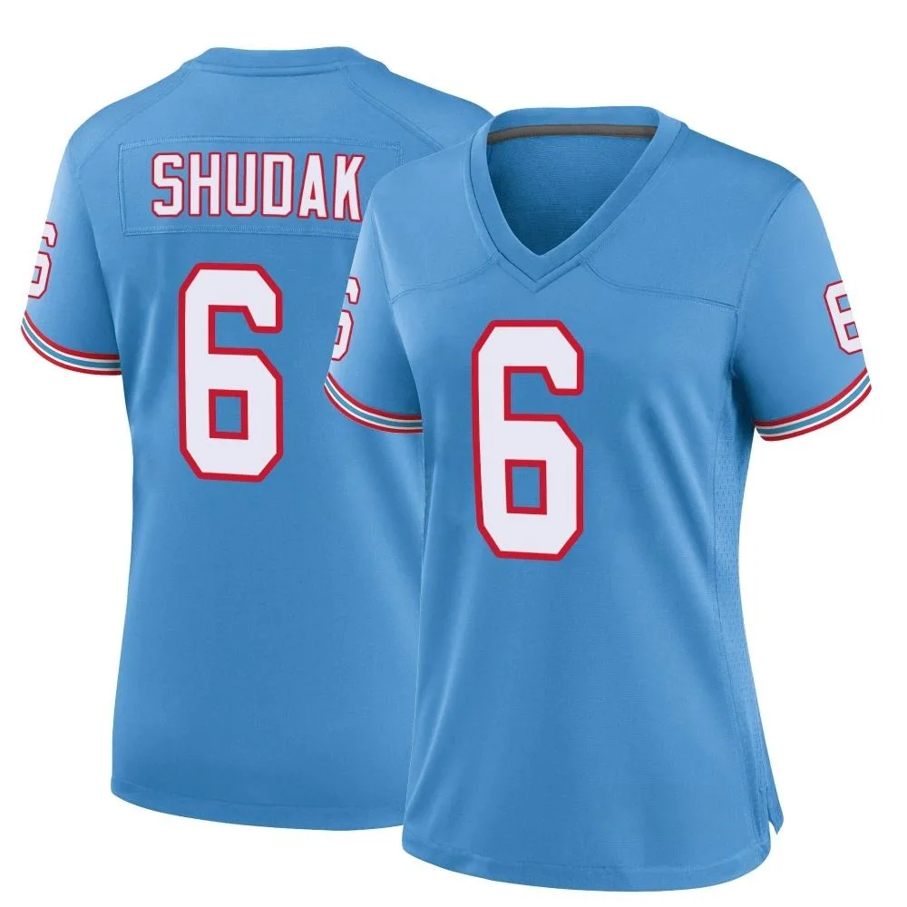 Women's Tennessee Titans Caleb Shudak Nike Oilers Throwback Alternate Game Light Blue Jersey Women's Tennessee Titans Caleb Shudak Nike Oilers Throwback Alternate Game Light Blue Jersey