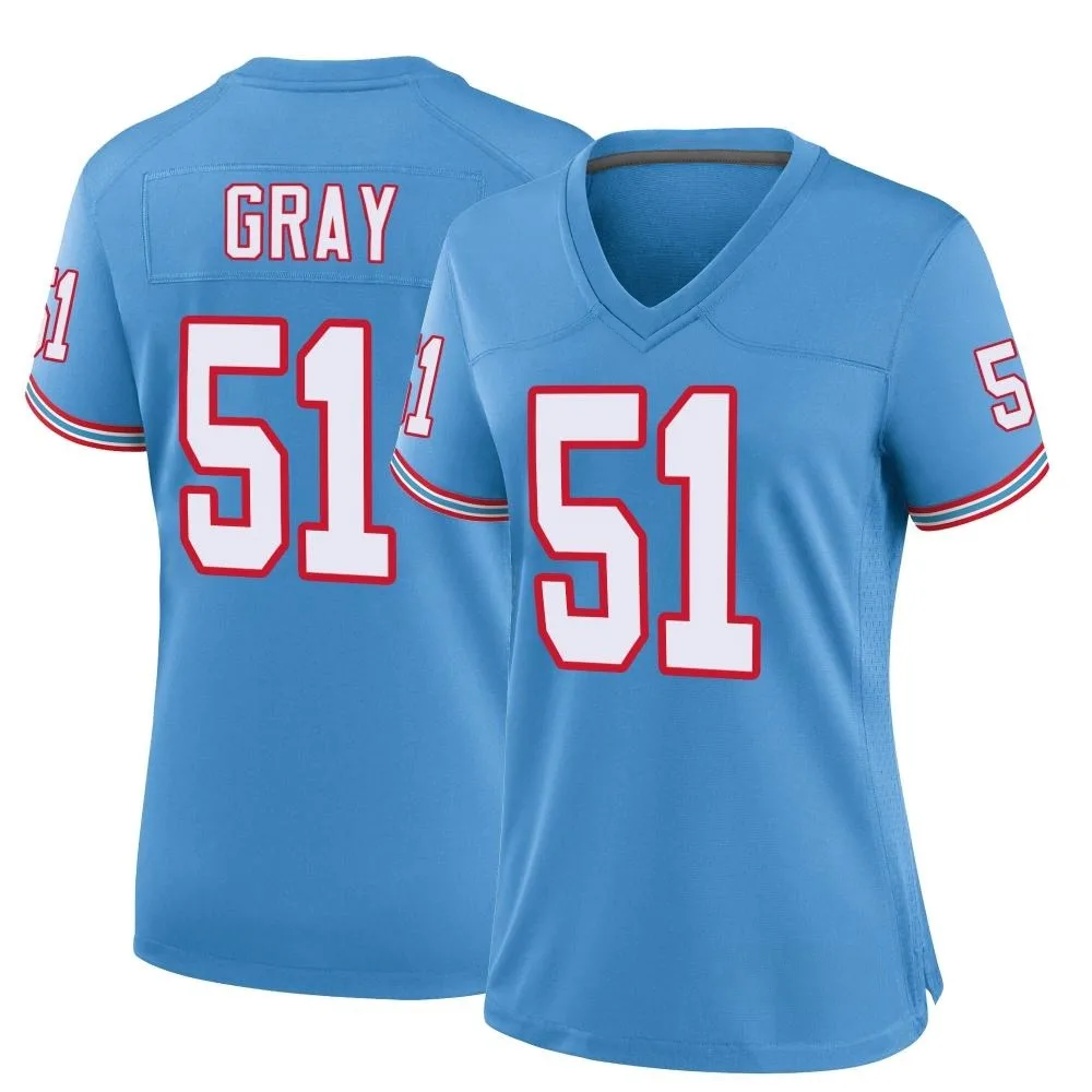 Women's Tennessee Titans Cedric Gray Nike Oilers Throwback Alternate Game Light Blue Jersey Women's Tennessee Titans Cedric Gray Nike Oilers Throwback Alternate Game Light Blue Jersey