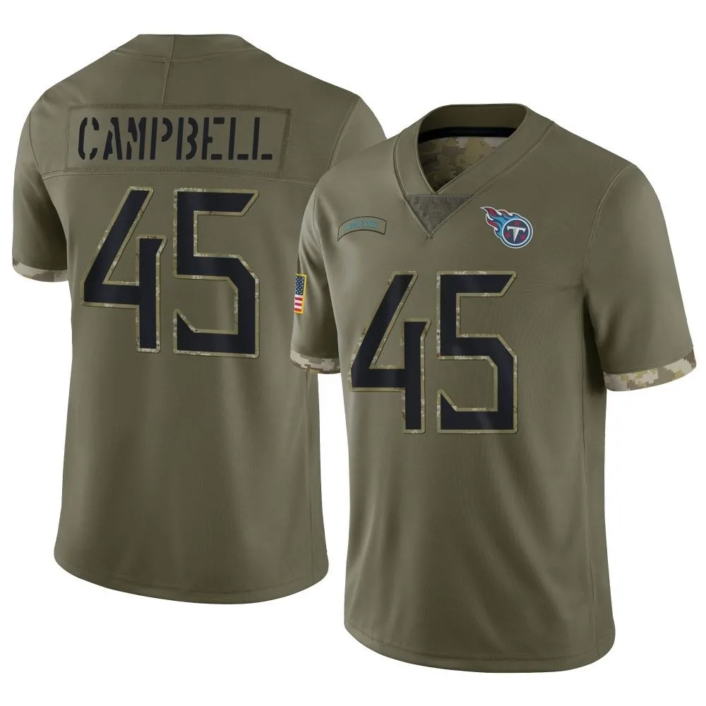 Men's Tennessee Titans Chance Campbell Nike 2022 Salute To Service Limited Olive Jersey Men's Tennessee Titans Chance Campbell Nike 2022 Salute To Service Limited Olive Jersey