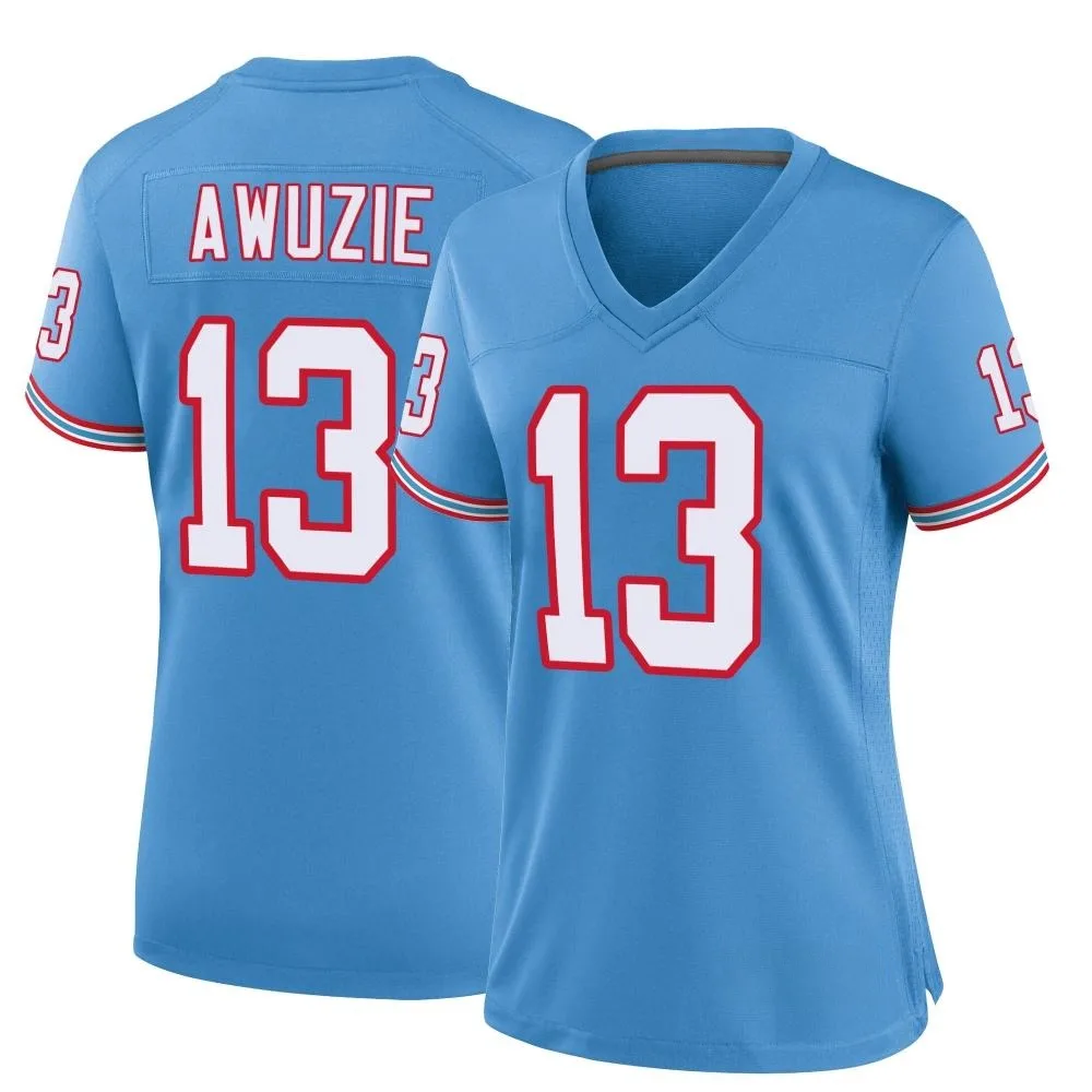Women's Tennessee Titans Chidobe Awuzie Nike Oilers Throwback Alternate Game Light Blue Jersey Women's Tennessee Titans Chidobe Awuzie Nike Oilers Throwback Alternate Game Light Blue Jersey