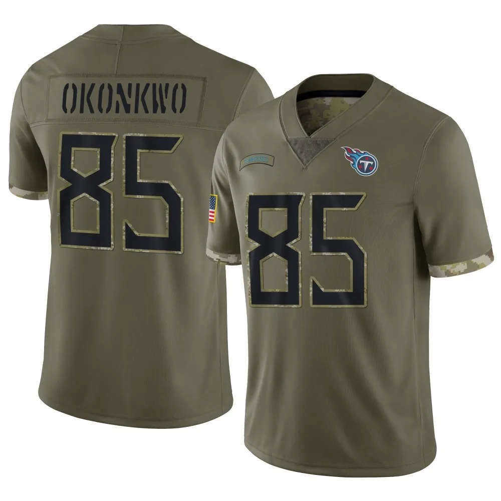Men's Tennessee Titans Chig Okonkwo Nike 2022 Salute To Service Limited Olive Jersey Men's Tennessee Titans Chig Okonkwo Nike 2022 Salute To Service Limited Olive Jersey