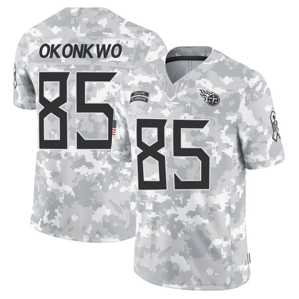 Men's Tennessee Titans Chig Okonkwo Nike 2024 Salute to Service Limited Arctic Camo Jersey Men's Tennessee Titans Chig Okonkwo Nike 2024 Salute to Service Limited Arctic Camo Jersey