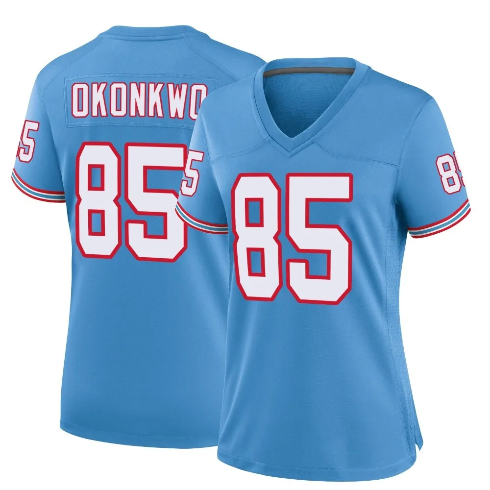 Women's Tennessee Titans Chig Okonkwo Nike Oilers Throwback Alternate Game Light Blue Jersey Women's Tennessee Titans Chig Okonkwo Nike Oilers Throwback Alternate Game Light Blue Jersey