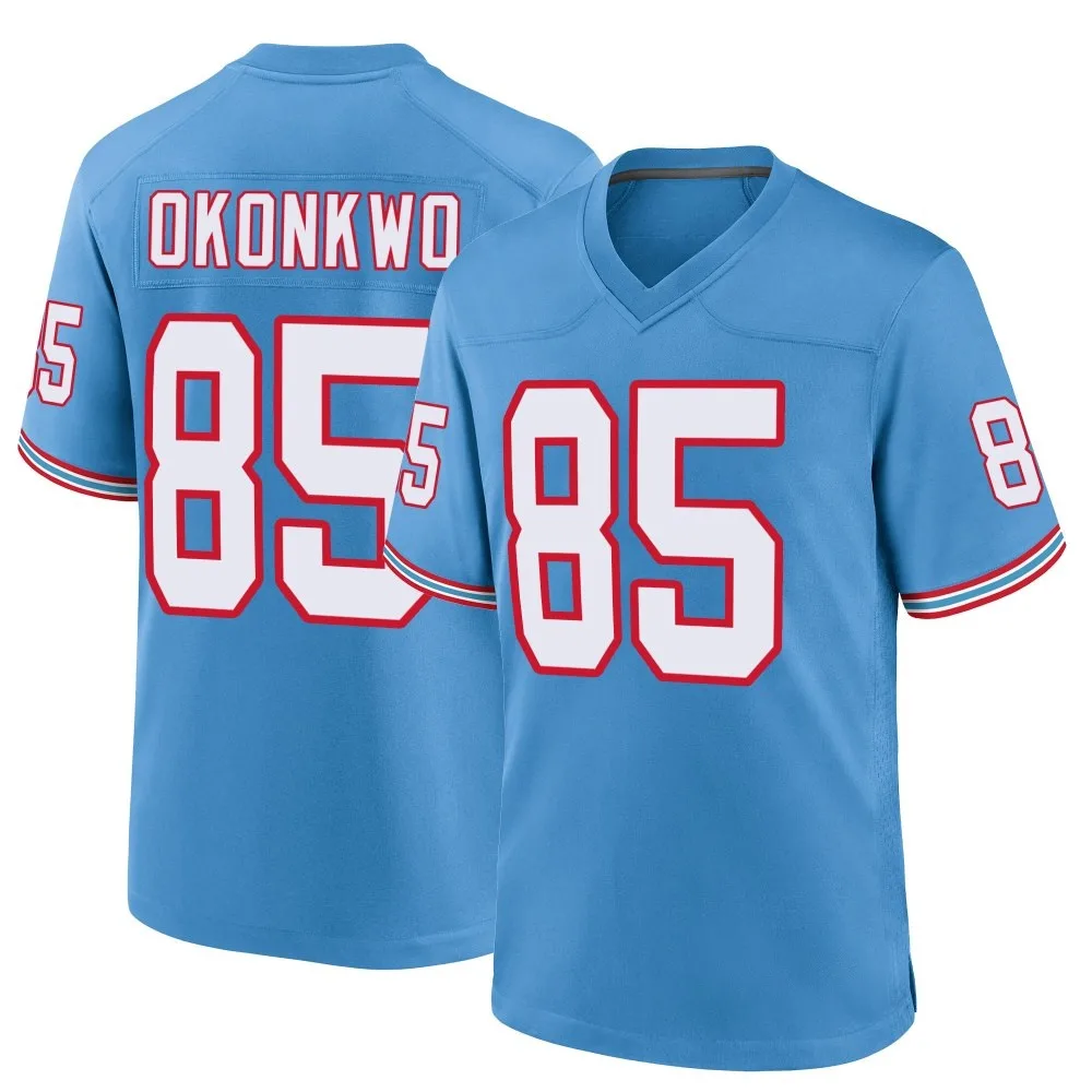Youth Tennessee Titans Chig Okonkwo Nike Oilers Throwback Alternate Game Light Blue Jersey Youth Tennessee Titans Chig Okonkwo Nike Oilers Throwback Alternate Game Light Blue Jersey