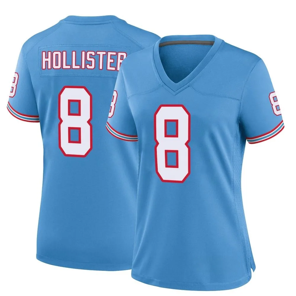 Women's Tennessee Titans Cody Hollister Nike Oilers Throwback Alternate Game Light Blue Jersey Women's Tennessee Titans Cody Hollister Nike Oilers Throwback Alternate Game Light Blue Jersey