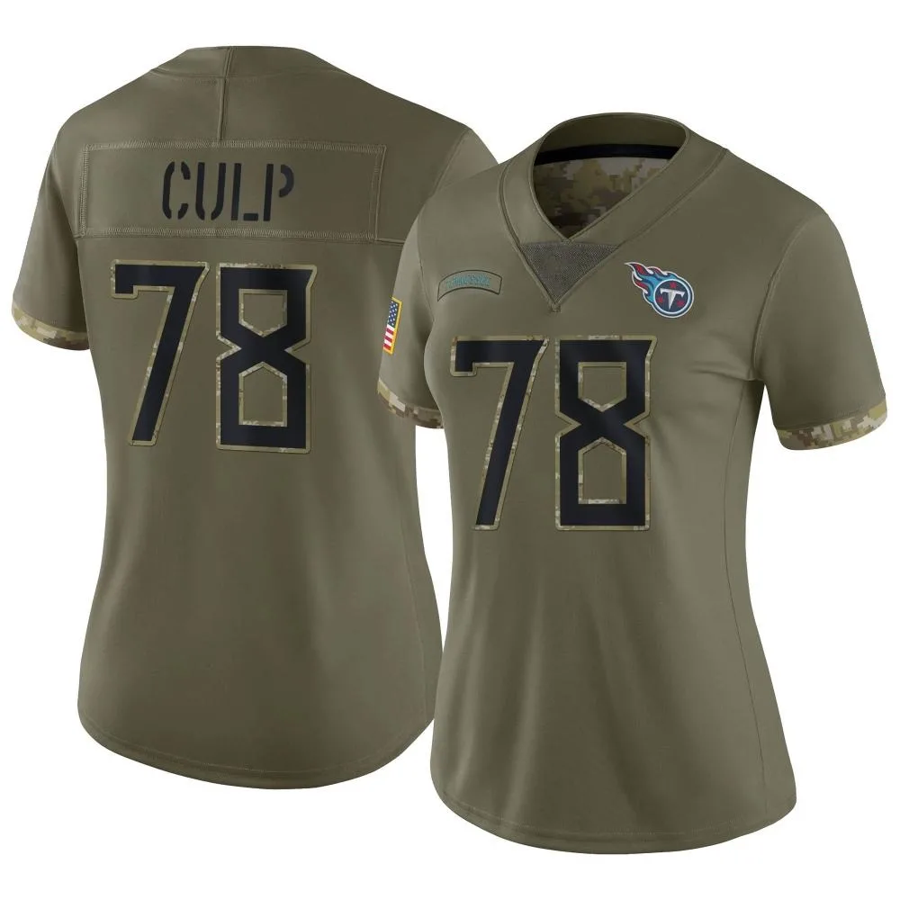 Women's Tennessee Titans Curley Culp Nike 2022 Salute To Service Limited Olive Jersey Women's Tennessee Titans Curley Culp Nike 2022 Salute To Service Limited Olive Jersey