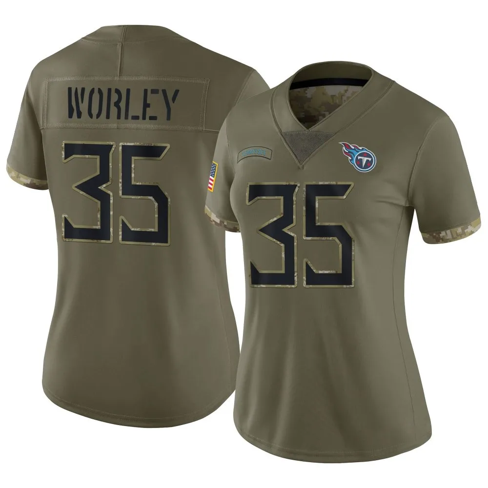 Women's Tennessee Titans Daryl Worley Nike 2022 Salute To Service Limited Olive Jersey Women's Tennessee Titans Daryl Worley Nike 2022 Salute To Service Limited Olive Jersey