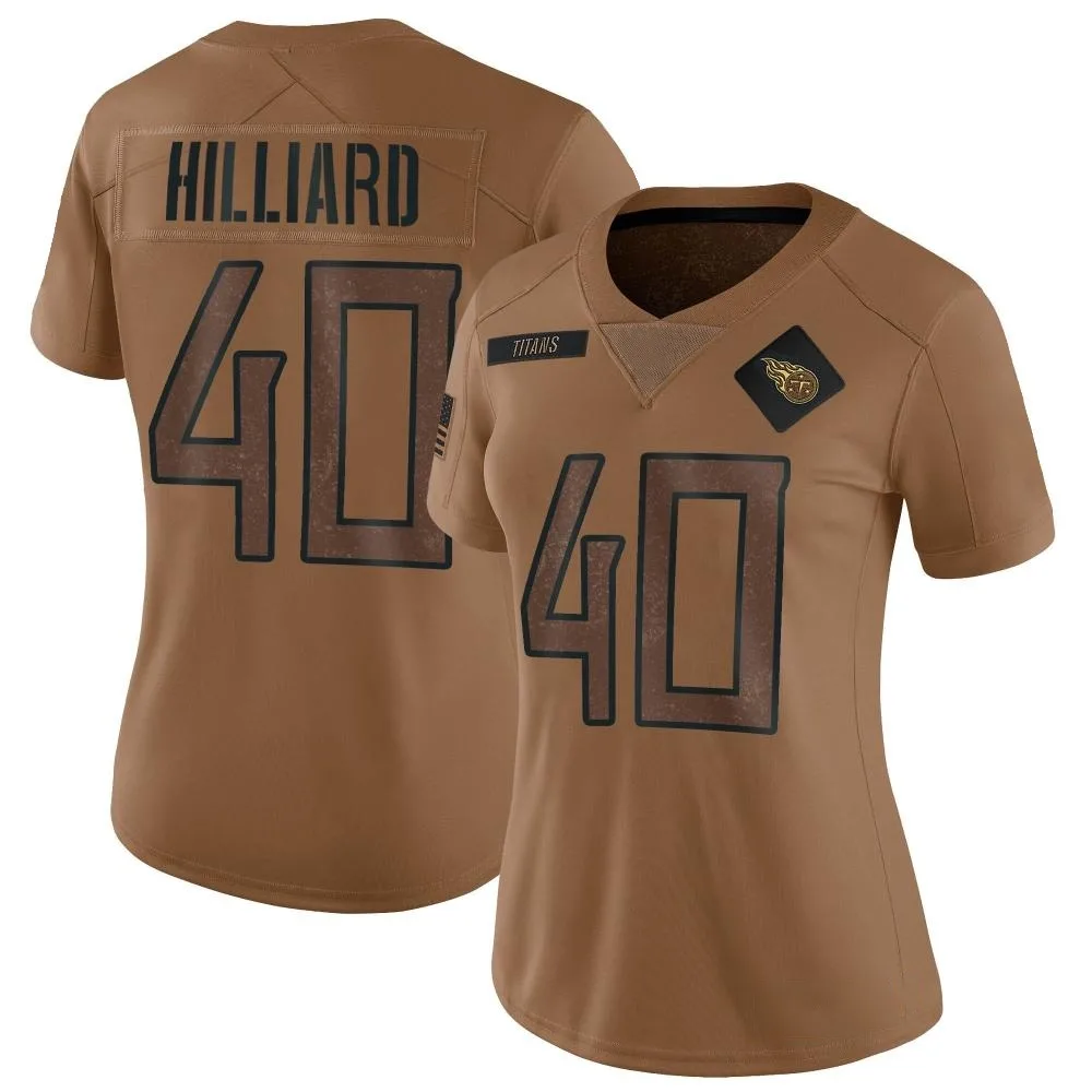 Women's Tennessee Titans Dontrell Hilliard Nike 2023 Salute To Service Limited Brown Jersey Women's Tennessee Titans Dontrell Hilliard Nike 2023 Salute To Service Limited Brown Jersey