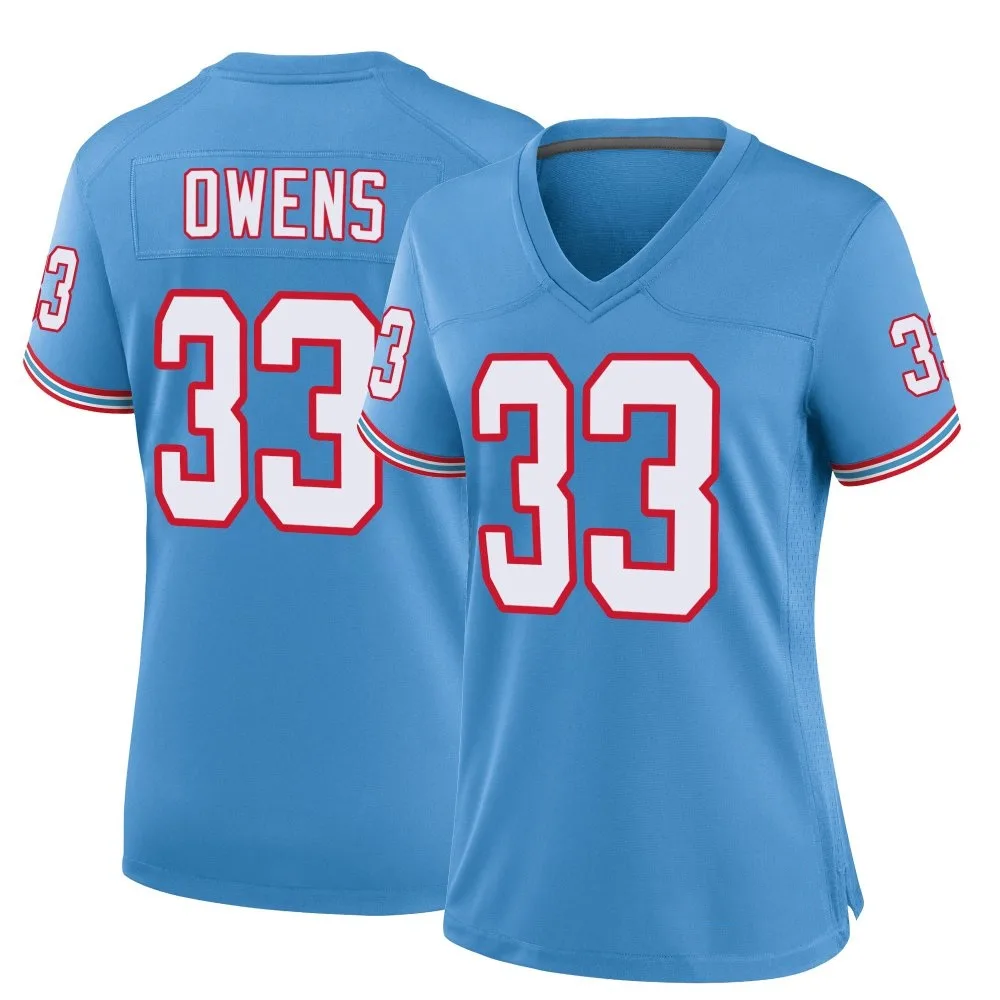 Women's Tennessee Titans Gervarrius Owens Nike Oilers Throwback Alternate Game Light Blue Jersey Women's Tennessee Titans Gervarrius Owens Nike Oilers Throwback Alternate Game Light Blue Jersey