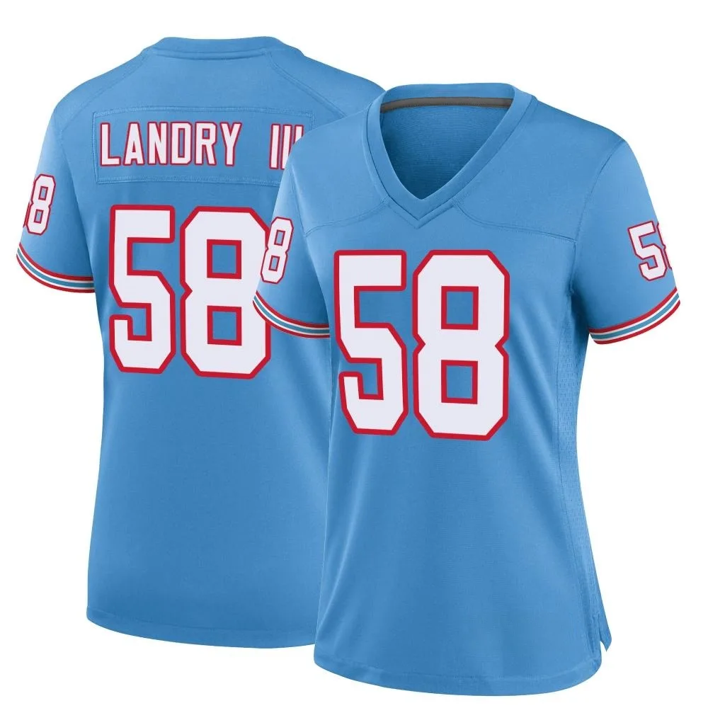 Women's Tennessee Titans Harold Landry Iii Nike Oilers Throwback Alternate Game Light Blue Jersey Women's Tennessee Titans Harold Landry Iii Nike Oilers Throwback Alternate Game Light Blue Jersey