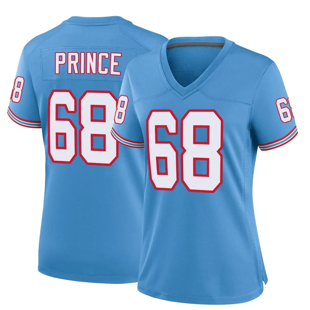 Women's Tennessee Titans Isaiah Prince Nike Oilers Throwback Alternate Game Light Blue Jersey Women's Tennessee Titans Isaiah Prince Nike Oilers Throwback Alternate Game Light Blue Jersey