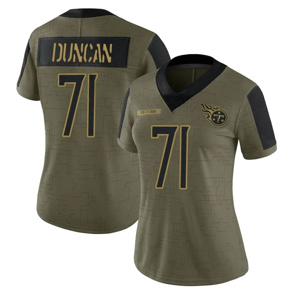 Women's Tennessee Titans Jaelyn Duncan Nike 2021 Salute To Service Limited Olive Jersey Women's Tennessee Titans Jaelyn Duncan Nike 2021 Salute To Service Limited Olive Jersey