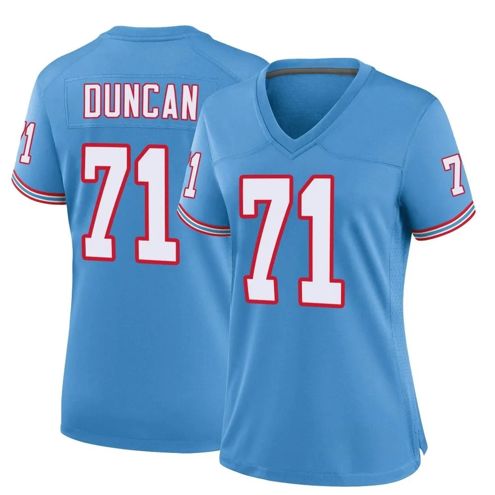 Women's Tennessee Titans Jaelyn Duncan Nike Oilers Throwback Alternate Game Light Blue Jersey Women's Tennessee Titans Jaelyn Duncan Nike Oilers Throwback Alternate Game Light Blue Jersey