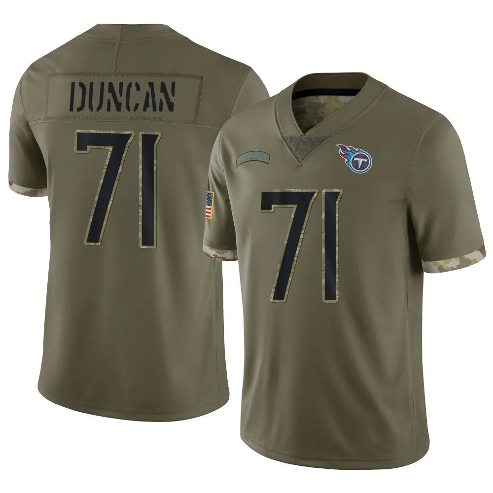 Youth Tennessee Titans Jaelyn Duncan Nike 2022 Salute To Service Limited Olive Jersey Youth Tennessee Titans Jaelyn Duncan Nike 2022 Salute To Service Limited Olive Jersey