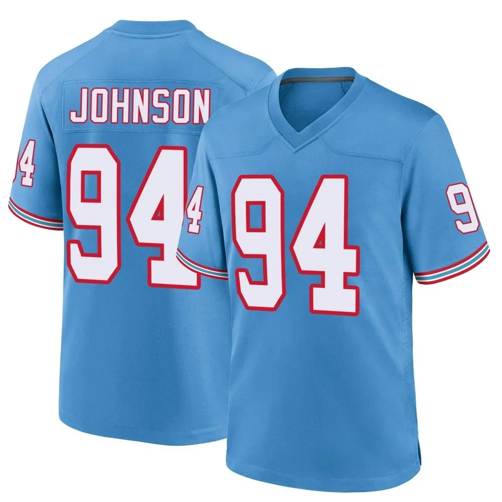 Men's Tennessee Titans Jaleel Johnson Nike Oilers Throwback Alternate Game Light Blue Jersey Men's Tennessee Titans Jaleel Johnson Nike Oilers Throwback Alternate Game Light Blue Jersey