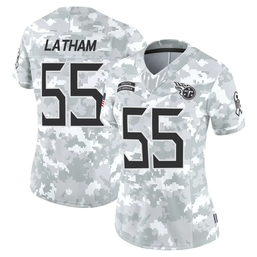 Women's Tennessee Titans Jc Latham Nike 2024 Salute to Service Limited Arctic Camo Jersey Women's Tennessee Titans Jc Latham Nike 2024 Salute to Service Limited Arctic Camo Jersey