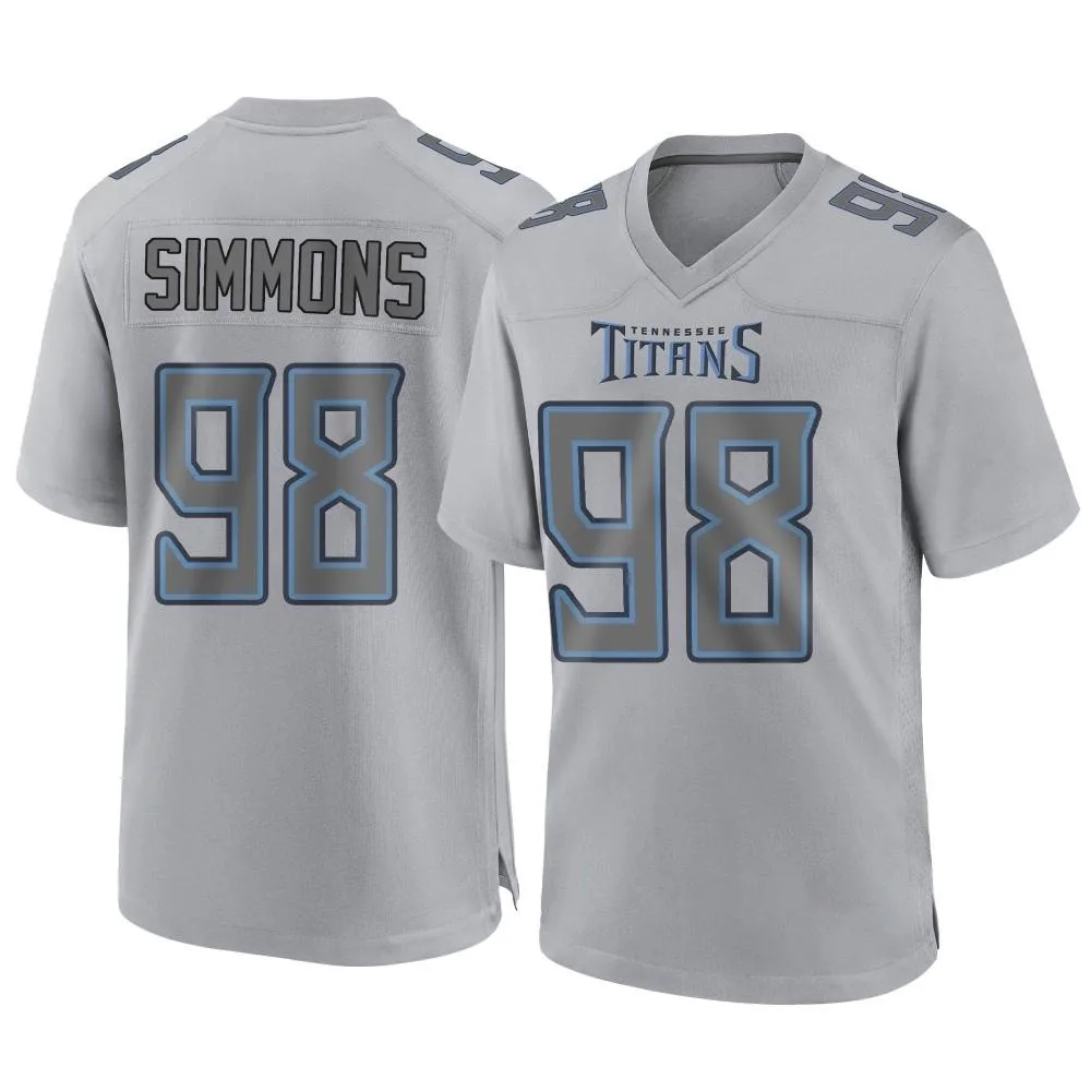 Men's Tennessee Titans Jeffery Simmons Nike Atmosphere Fashion Game Gray Jersey Men's Tennessee Titans Jeffery Simmons Nike Atmosphere Fashion Game Gray Jersey