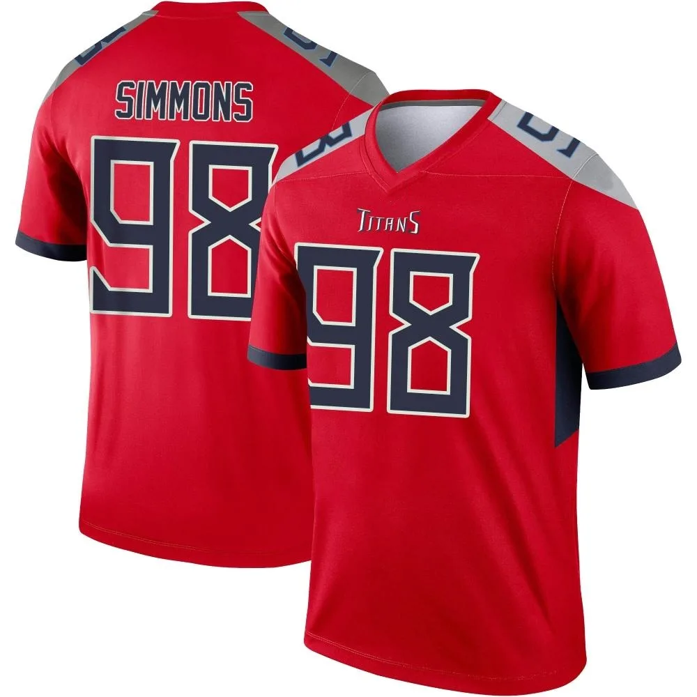 Men's Tennessee Titans Jeffery Simmons Nike Inverted Legend Red Jersey Men's Tennessee Titans Jeffery Simmons Nike Inverted Legend Red Jersey