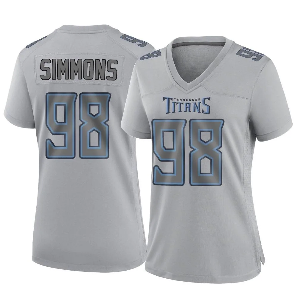 Women's Tennessee Titans Jeffery Simmons Nike Atmosphere Fashion Game Gray Jersey Women's Tennessee Titans Jeffery Simmons Nike Atmosphere Fashion Game Gray Jersey