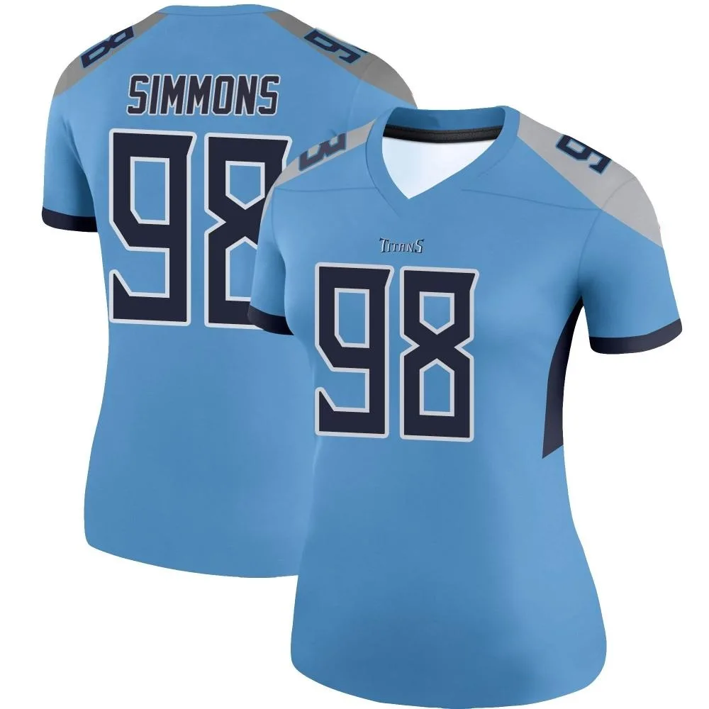 Women's Tennessee Titans Jeffery Simmons Nike Legend Light Blue Jersey Women's Tennessee Titans Jeffery Simmons Nike Legend Light Blue Jersey