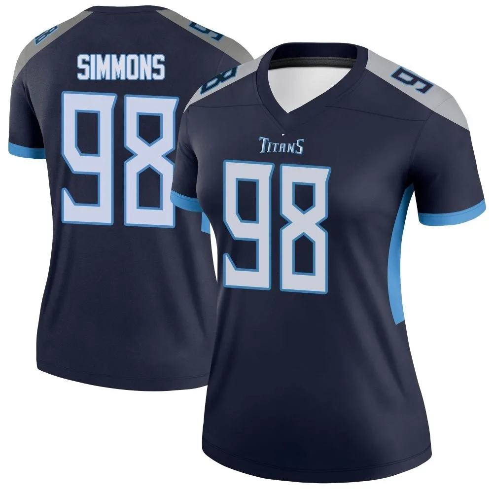 Women's Tennessee Titans Jeffery Simmons Nike Legend Navy Jersey Women's Tennessee Titans Jeffery Simmons Nike Legend Navy Jersey