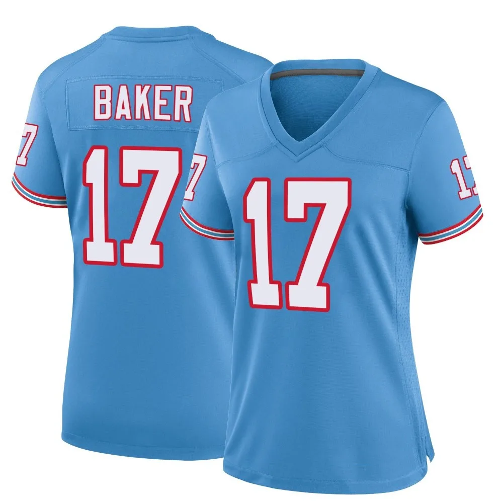 Women's Tennessee Titans Jerome Baker Nike Oilers Throwback Alternate Game Light Blue Jersey Women's Tennessee Titans Jerome Baker Nike Oilers Throwback Alternate Game Light Blue Jersey