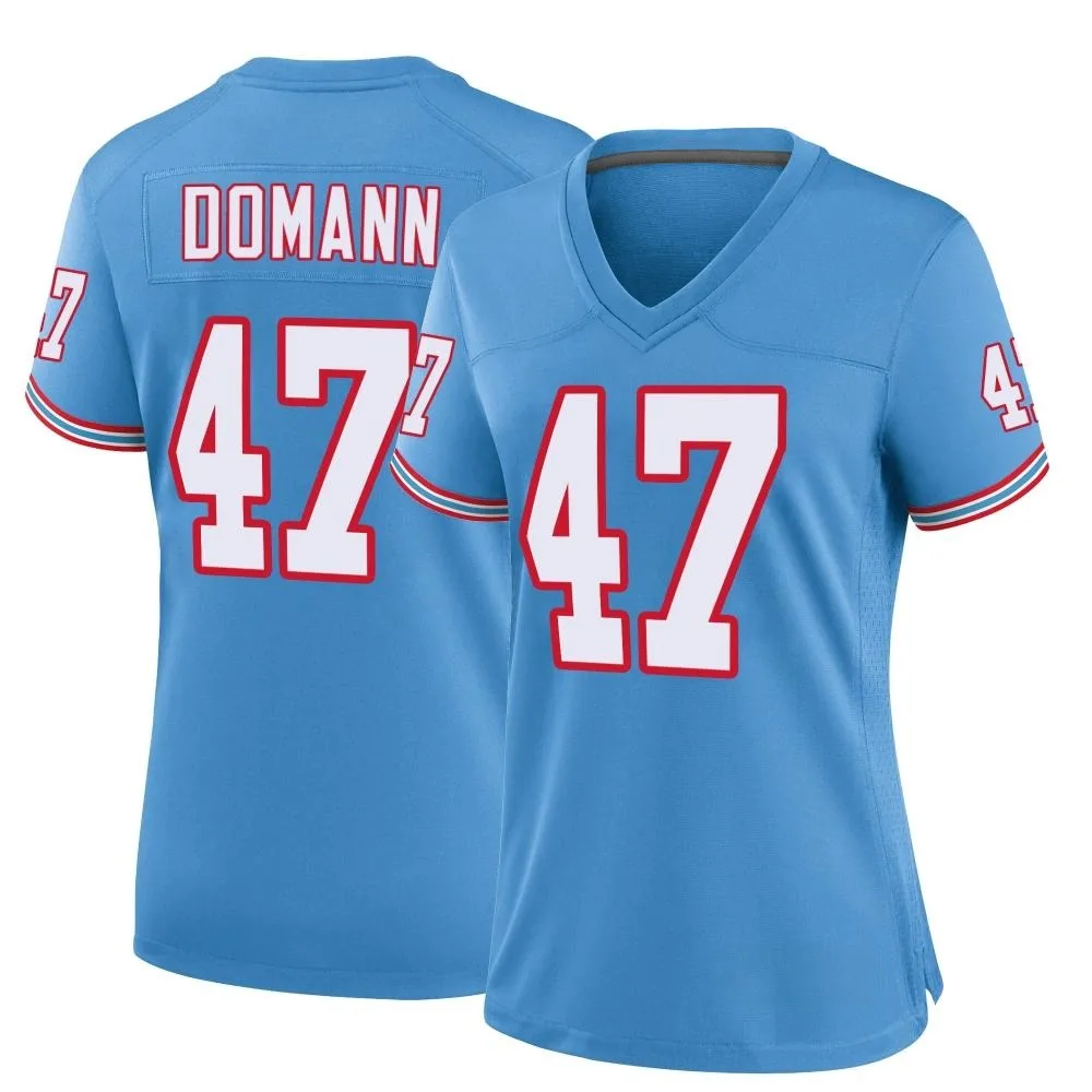 Women's Tennessee Titans Jojo Domann Nike Oilers Throwback Alternate Game Light Blue Jersey Women's Tennessee Titans Jojo Domann Nike Oilers Throwback Alternate Game Light Blue Jersey
