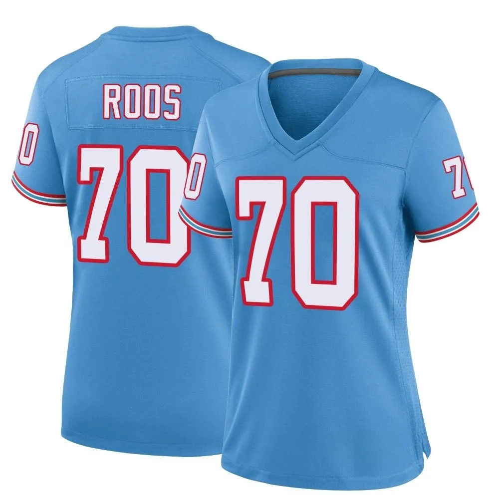 Women's Tennessee Titans Jordan Roos Nike Oilers Throwback Alternate Game Light Blue Jersey Women's Tennessee Titans Jordan Roos Nike Oilers Throwback Alternate Game Light Blue Jersey