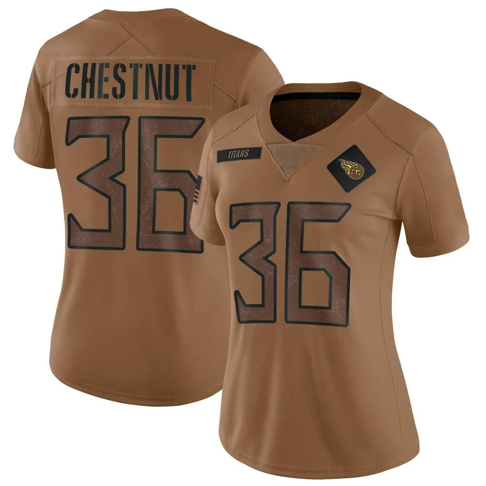 Women's Tennessee Titans Julius Chestnut Nike 2023 Salute To Service Limited Brown Jersey Women's Tennessee Titans Julius Chestnut Nike 2023 Salute To Service Limited Brown Jersey