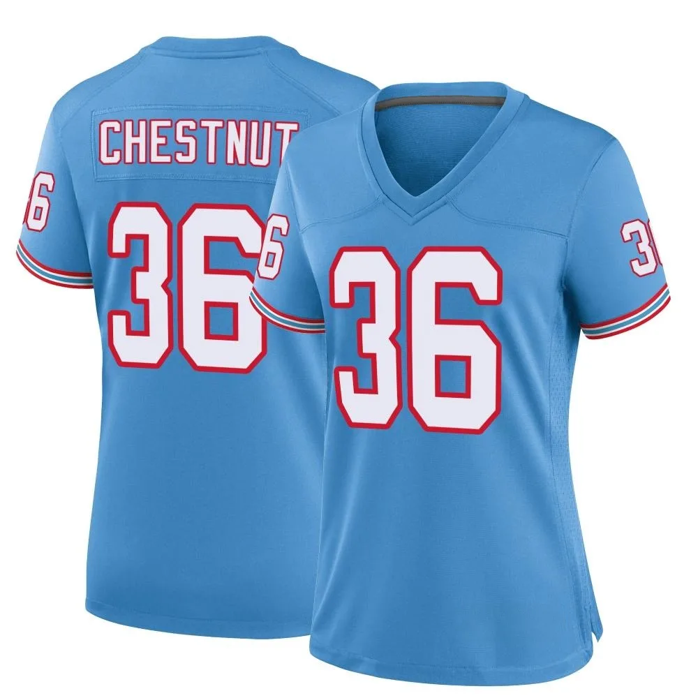 Women's Tennessee Titans Julius Chestnut Nike Oilers Throwback Alternate Game Light Blue Jersey Women's Tennessee Titans Julius Chestnut Nike Oilers Throwback Alternate Game Light Blue Jersey