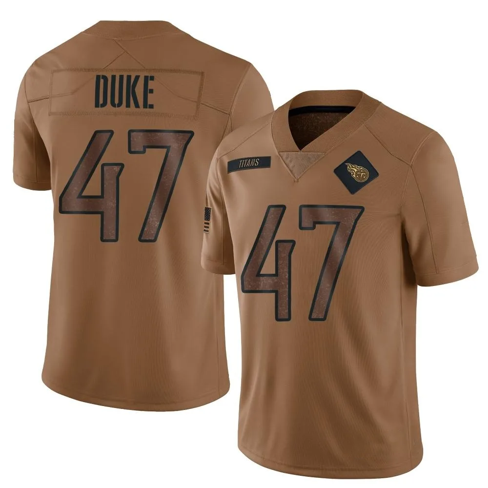 Youth Tennessee Titans Khalid Duke Nike 2023 Salute To Service Limited Brown Jersey Youth Tennessee Titans Khalid Duke Nike 2023 Salute To Service Limited Brown Jersey
