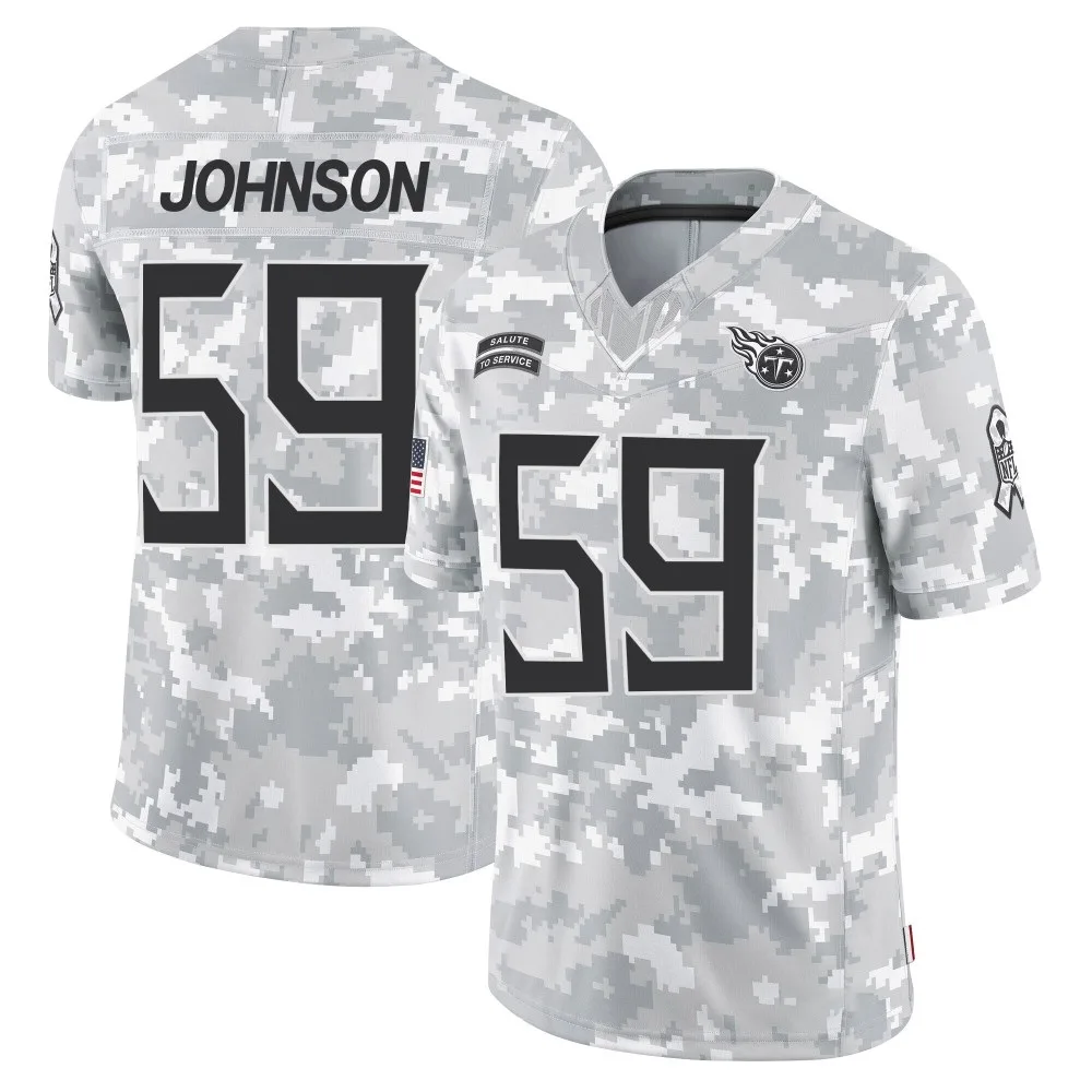 Men's Tennessee Titans Kyron Johnson Nike 2024 Salute to Service Limited Arctic Camo Jersey Men's Tennessee Titans Kyron Johnson Nike 2024 Salute to Service Limited Arctic Camo Jersey