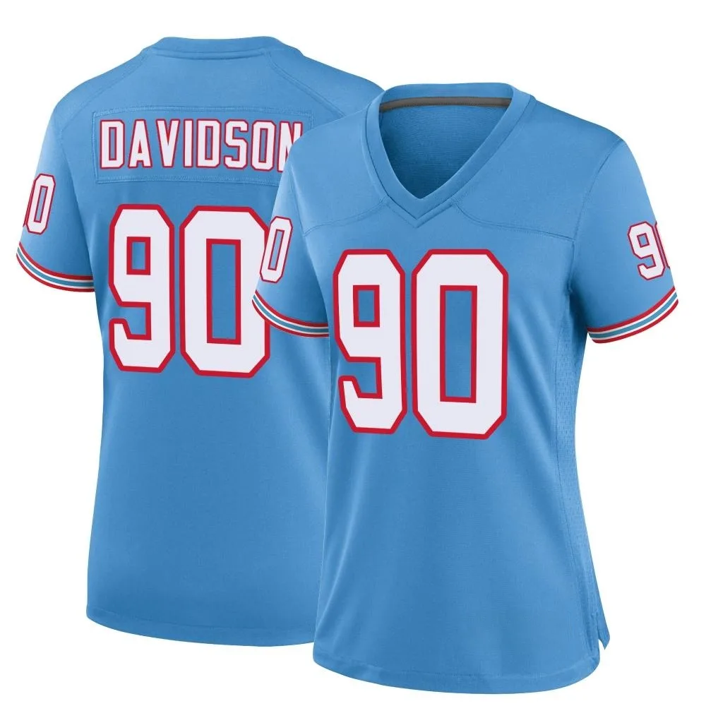 Women's Tennessee Titans Marlon Davidson Nike Oilers Throwback Alternate Game Light Blue Jersey Women's Tennessee Titans Marlon Davidson Nike Oilers Throwback Alternate Game Light Blue Jersey