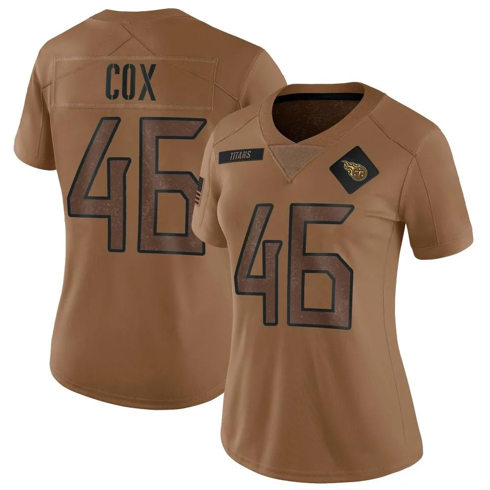 Women's Tennessee Titans Morgan Cox Nike 2023 Salute To Service Limited Brown Jersey Women's Tennessee Titans Morgan Cox Nike 2023 Salute To Service Limited Brown Jersey