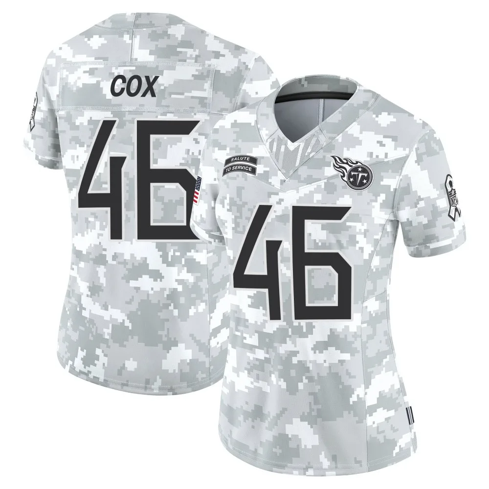 Women's Tennessee Titans Morgan Cox Nike 2024 Salute to Service Limited Arctic Camo Jersey Women's Tennessee Titans Morgan Cox Nike 2024 Salute to Service Limited Arctic Camo Jersey