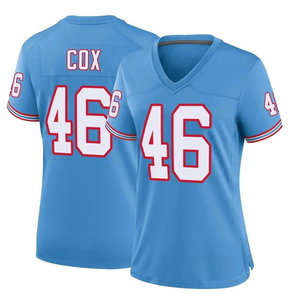 Women's Tennessee Titans Morgan Cox Nike Oilers Throwback Alternate Game Light Blue Jersey Women's Tennessee Titans Morgan Cox Nike Oilers Throwback Alternate Game Light Blue Jersey