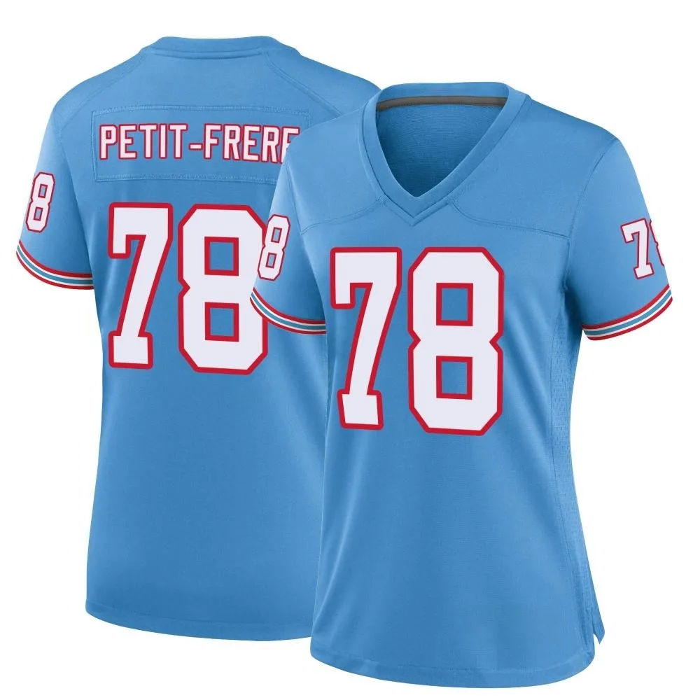 Women's Tennessee Titans Nicholas Petit-Frere Nike Oilers Throwback Alternate Game Light Blue Jersey Women's Tennessee Titans Nicholas Petit-Frere Nike Oilers Throwback Alternate Game Light Blue Jersey