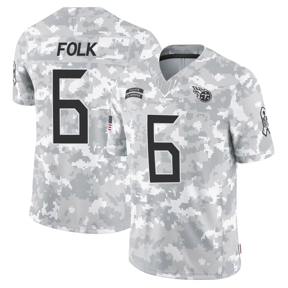 Men's Tennessee Titans Nick Folk Nike 2024 Salute to Service Limited Arctic Camo Jersey Men's Tennessee Titans Nick Folk Nike 2024 Salute to Service Limited Arctic Camo Jersey
