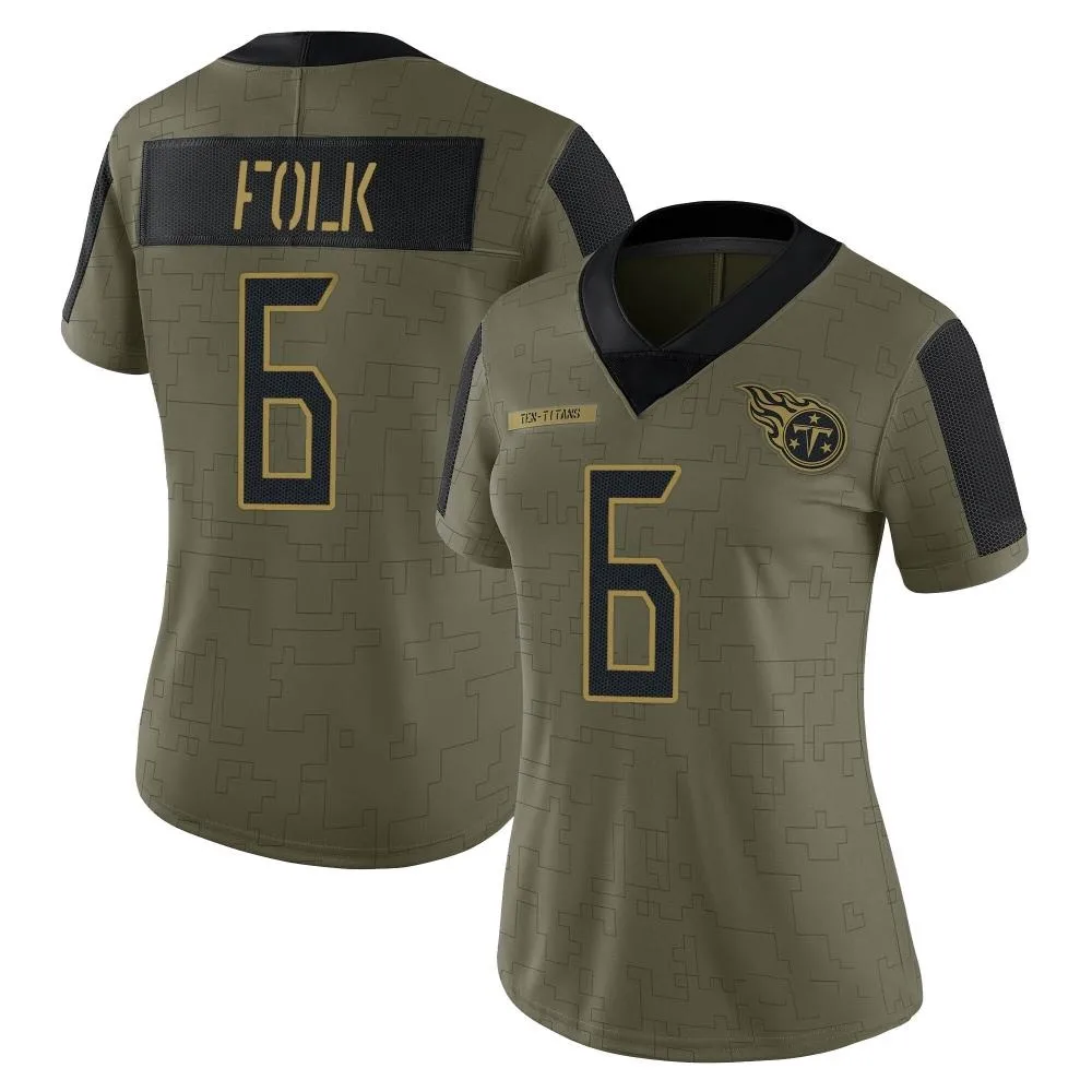 Women's Tennessee Titans Nick Folk Nike 2021 Salute To Service Limited Olive Jersey Women's Tennessee Titans Nick Folk Nike 2021 Salute To Service Limited Olive Jersey
