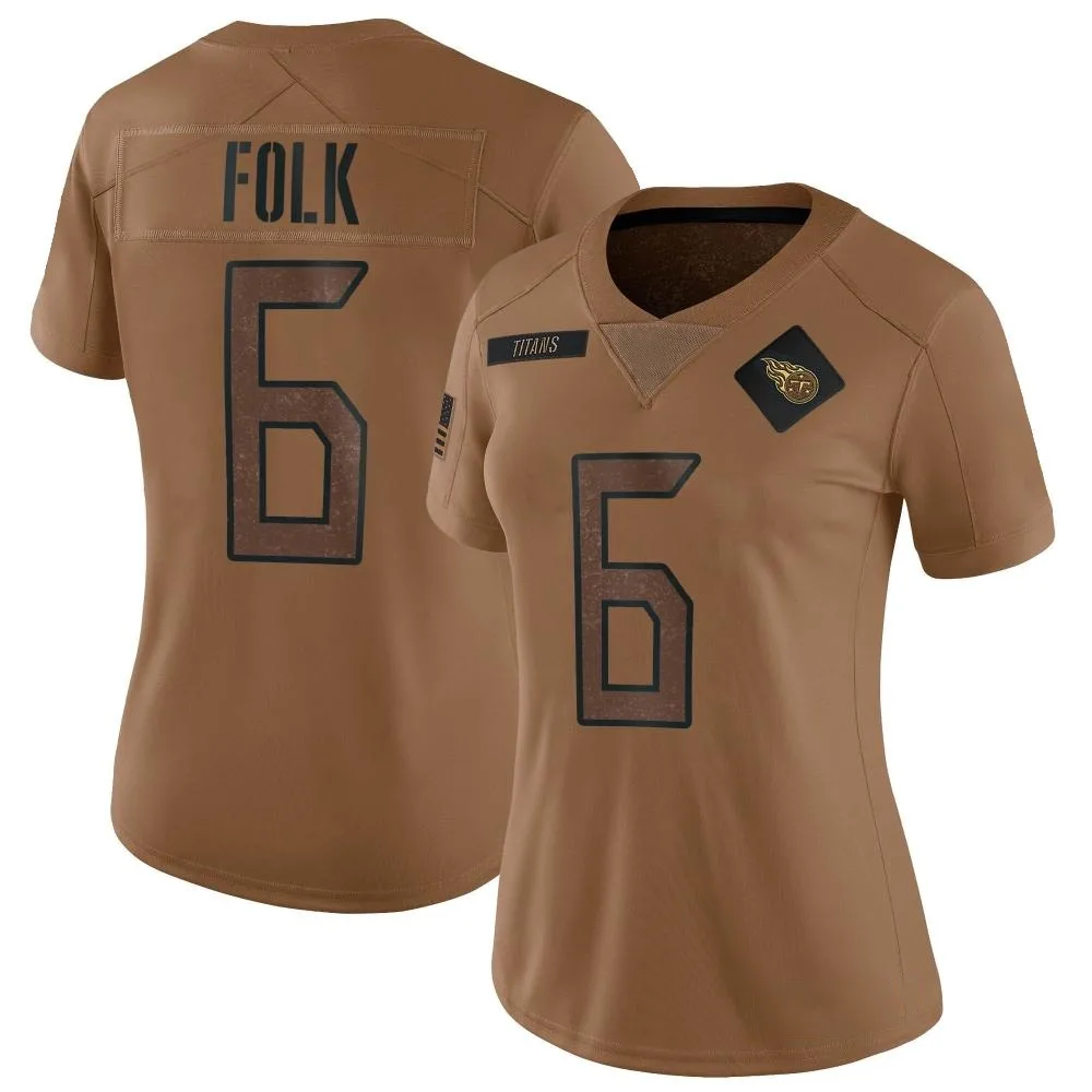 Women's Tennessee Titans Nick Folk Nike 2023 Salute To Service Limited Brown Jersey Women's Tennessee Titans Nick Folk Nike 2023 Salute To Service Limited Brown Jersey