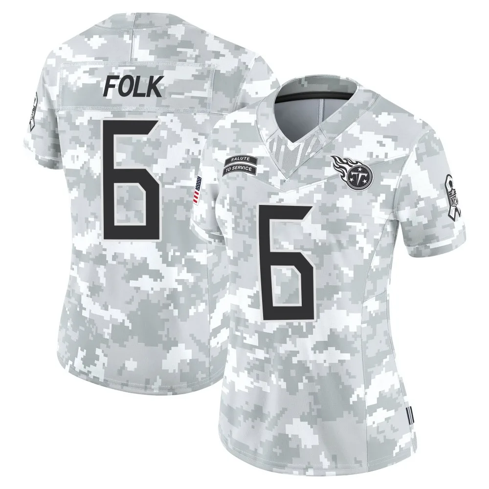 Women's Tennessee Titans Nick Folk Nike 2024 Salute to Service Limited Arctic Camo Jersey Women's Tennessee Titans Nick Folk Nike 2024 Salute to Service Limited Arctic Camo Jersey