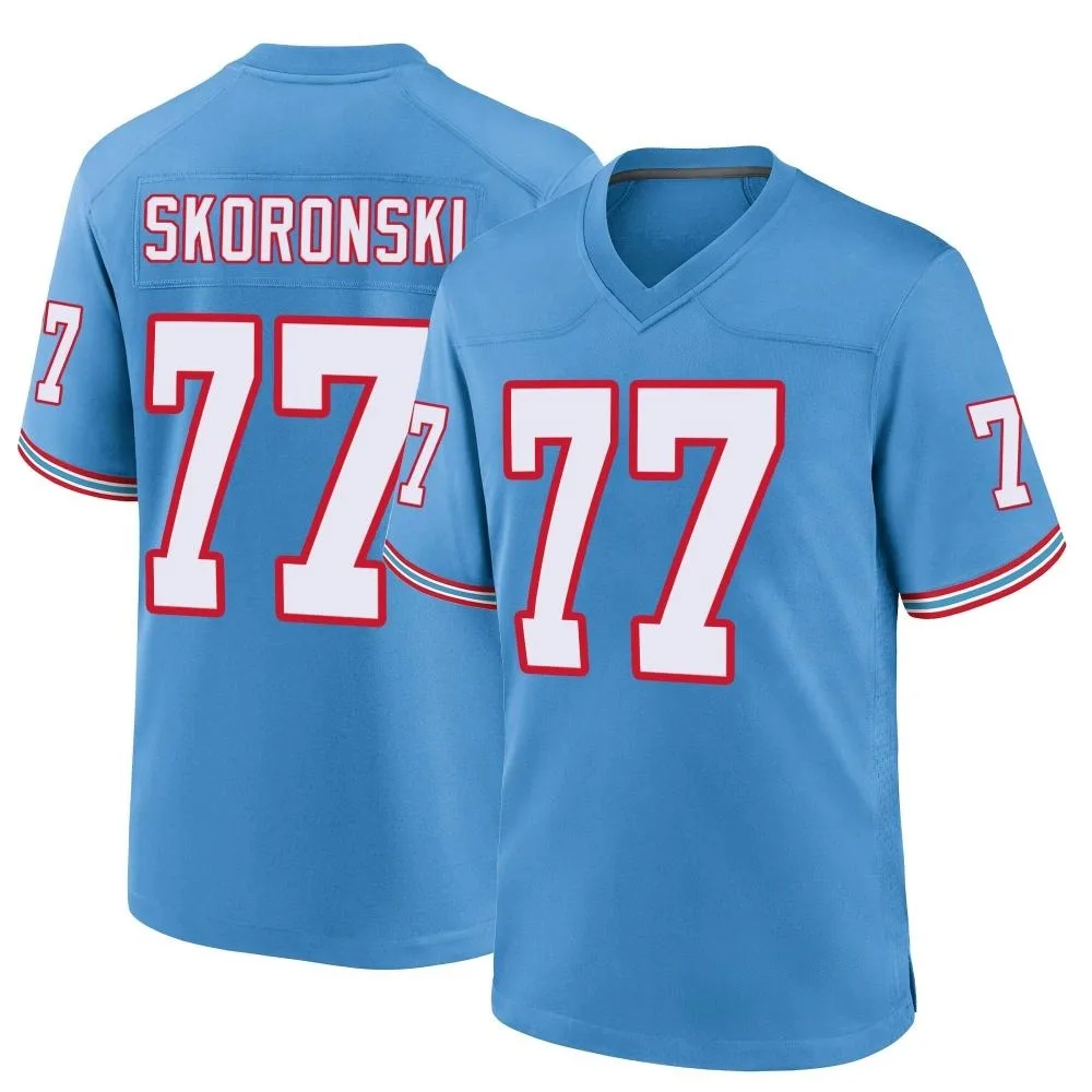 Men's Tennessee Titans Peter Skoronski Nike Oilers Throwback Alternate Game Light Blue Jersey Men's Tennessee Titans Peter Skoronski Nike Oilers Throwback Alternate Game Light Blue Jersey