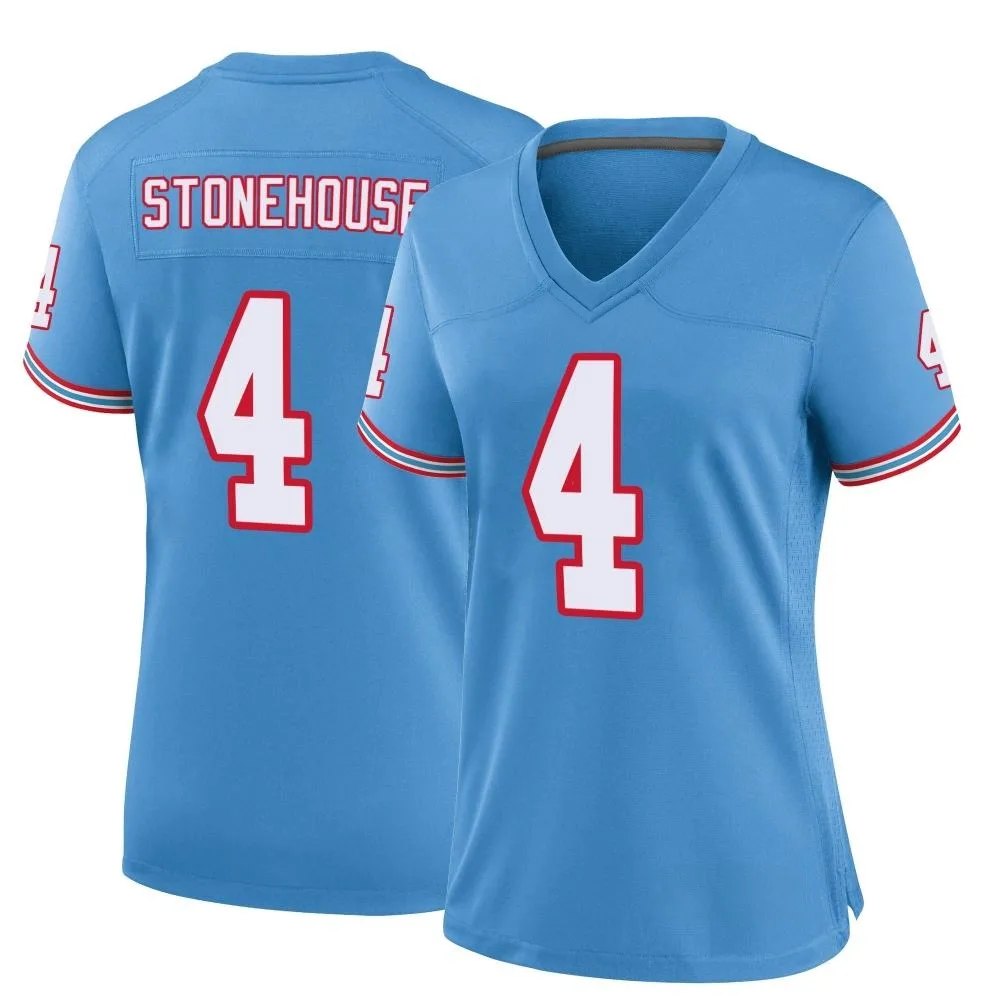 Women's Tennessee Titans Ryan Stonehouse Nike Oilers Throwback Alternate Game Light Blue Jersey Women's Tennessee Titans Ryan Stonehouse Nike Oilers Throwback Alternate Game Light Blue Jersey