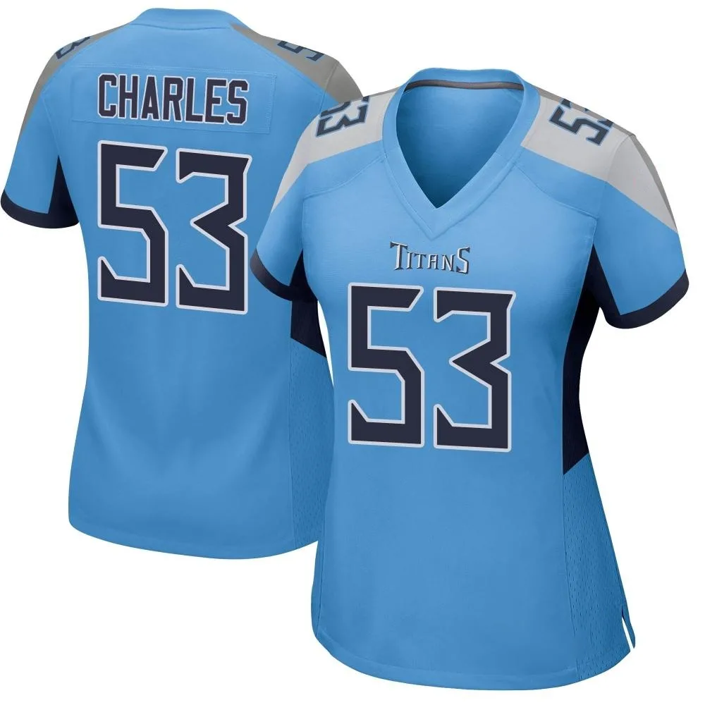 Women's Tennessee Titans Saahdiq Charles Nike Game Light Blue Jersey Women's Tennessee Titans Saahdiq Charles Nike Game Light Blue Jersey