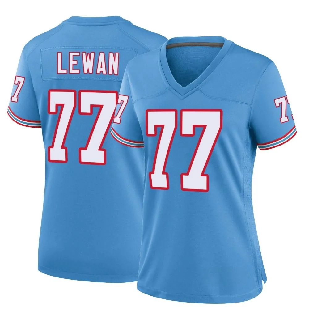 Women's Tennessee Titans Taylor Lewan Nike Oilers Throwback Alternate Game Light Blue Jersey Women's Tennessee Titans Taylor Lewan Nike Oilers Throwback Alternate Game Light Blue Jersey