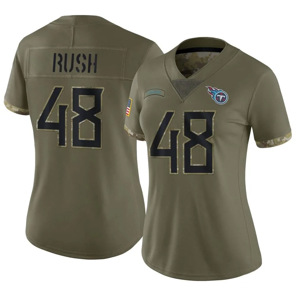 Women's Tennessee Titans Thomas Rush Nike 2022 Salute To Service Limited Olive Jersey Women's Tennessee Titans Thomas Rush Nike 2022 Salute To Service Limited Olive Jersey