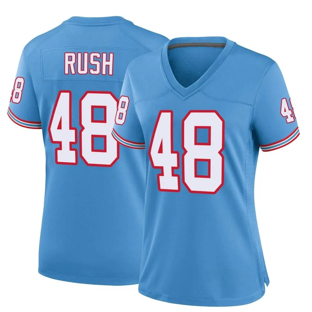 Women's Tennessee Titans Thomas Rush Nike Oilers Throwback Alternate Game Light Blue Jersey Women's Tennessee Titans Thomas Rush Nike Oilers Throwback Alternate Game Light Blue Jersey