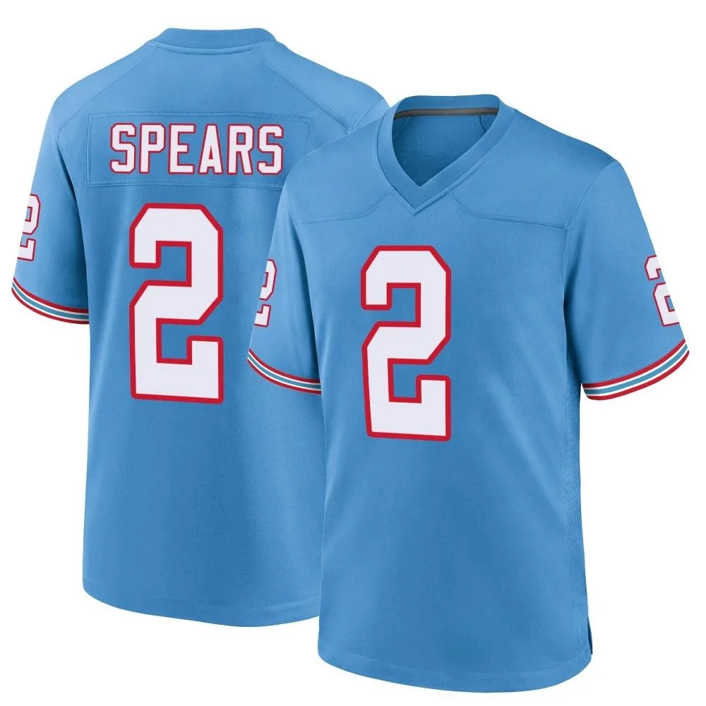 Men's Tennessee Titans Tyjae Spears Nike Oilers Throwback Alternate Game Light Blue Jersey Men's Tennessee Titans Tyjae Spears Nike Oilers Throwback Alternate Game Light Blue Jersey