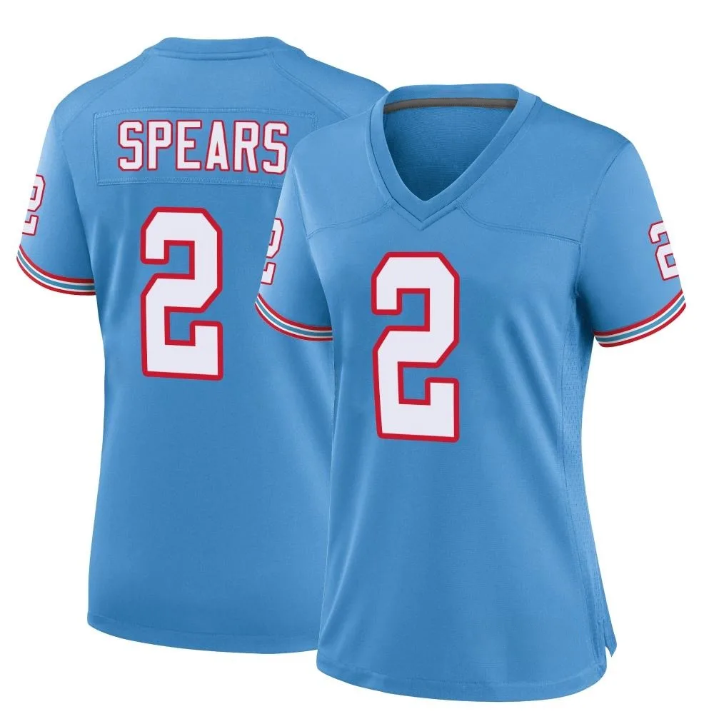 Women's Tennessee Titans Tyjae Spears Nike Oilers Throwback Alternate Game Light Blue Jersey Women's Tennessee Titans Tyjae Spears Nike Oilers Throwback Alternate Game Light Blue Jersey